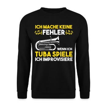 Tuba Tubist Posaunenspieler Musiker - Unisex Pullover - Schwarz - Vorne - Alina (178cm) & Michal (187cm)