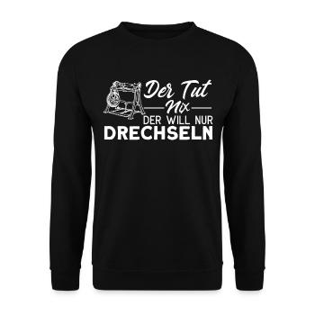 Drechselbank Drechseln Drechsler Geschenk - Unisex Pullover - Schwarz - Vorne - Alina (178cm) & Michal (187cm)