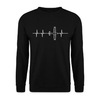 Airplane Heartbeat Co-pilot Aircraft Pilot Aviator - Sweat-shirt Unisexe - noir - Devant - Alina (178cm) & Michal (187cm)