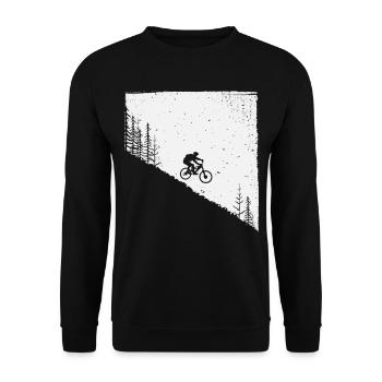 Mountainbike Biker Berg Wald Bike Fahrrad - Unisex Pullover - Schwarz - Vorne - Alina (178cm) & Michal (187cm)