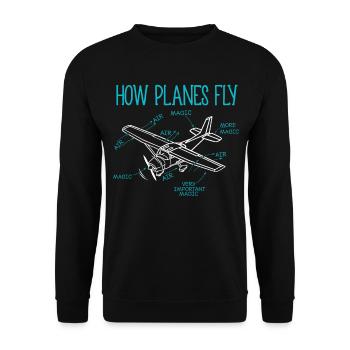 Comment Planes Fly Aircraft Pilot Co-pilot Aviator Air - Sweat-shirt Unisexe - noir - Devant - Alina (178cm) & Michal (187cm)