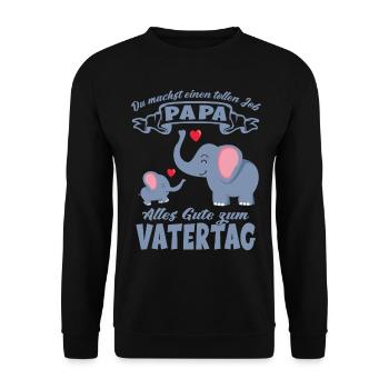 Du machst einen tollen Job Papa Vatertag Elefanten - Unisex Pullover - Schwarz - Vorne - Alina (178cm) & Michal (187cm)