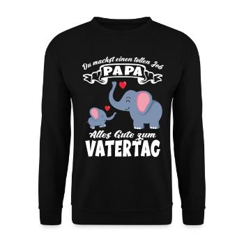 Du machst einen tollen Job Papa Vatertag Elefanten - Unisex Pullover - Schwarz - Vorne - Alina (178cm) & Michal (187cm)