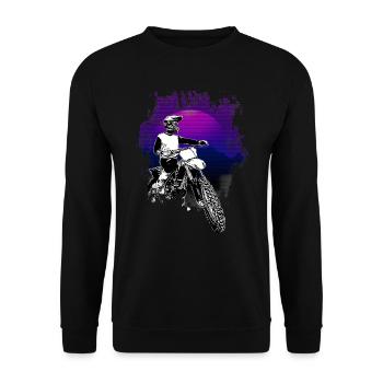 Motocross Design Enduro / Geschenkidee / MX Retro - Unisex Pullover - Schwarz - Vorne - Alina (178cm) & Michal (187cm)