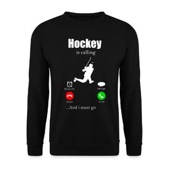 Icehockey Puck Geschenk Eishockey Hockey Floorball - Unisex Pullover - Schwarz - Vorne - Alina (178cm) & Michal (187cm)