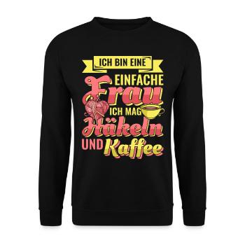 Häkeln Stricken Frau Frauen Oma Geschenkidee - Unisex Pullover - Schwarz - Vorne - Alina (178cm) & Michal (187cm)