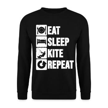 Eat Sleep Kite Repeat kite amusante kitesurf - Sweat-shirt Unisexe - noir - Devant - Alina (178cm) & Michal (187cm)