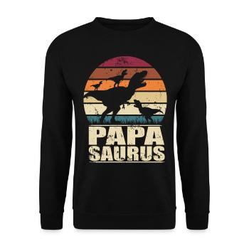 Papasaurus Dinosaurier Drillinge Vater Trex Dino - Unisex Pullover - Schwarz - Vorne - Alina (178cm) & Michal (187cm)