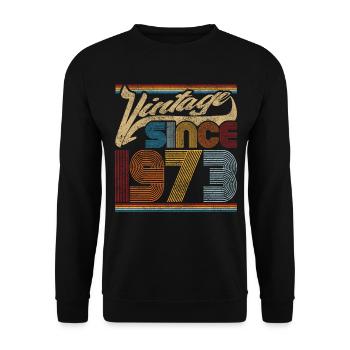 Vintage Since 1973 - Cadeau pour le 48e anniversaire - Sweat-shirt Unisexe - noir - Devant - Alina (178cm) & Michal (187cm)