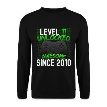 Geburtstag Level 11 unlocked 2010 Gamer Zocker VG - Unisex Pullover - Schwarz - Vorne - Alina (178cm) & Michal (187cm)