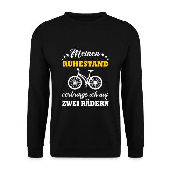 Rente Ruhestand Fahrrad fahren Rentner Geschenk - Unisex Pullover - Schwarz - Vorne - Alina (178cm) & Michal (187cm)