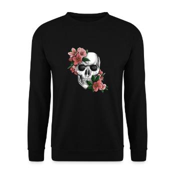 Tête de mort avec des fleurs - Sweat-shirt Unisexe - noir - Devant - Alina (178cm) & Michal (187cm)