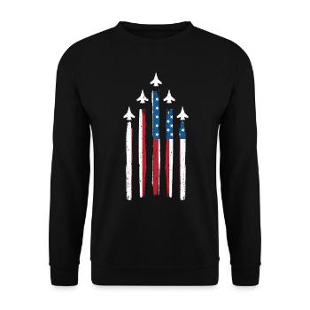 Airplane American Flag - Unisex Sweatshirt - black - Front - Alina (178cm) & Michal (187cm)