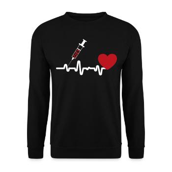 Arzt Nadel Herzschlag - Unisex Pullover - Schwarz - Vorne - Alina (178cm) & Michal (187cm)