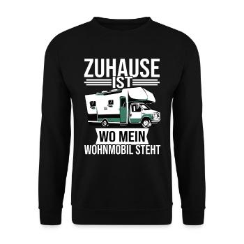 Camping Wohnmobil Camper Geschenk - Unisex Pullover - Schwarz - Vorne - Alina (178cm) & Michal (187cm)