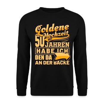 Goldene Hochzeit | Ehefrau Hochzeitstag Geschenk - Unisex Pullover - Schwarz - Vorne - Alina (178cm) & Michal (187cm)