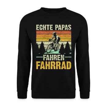 Fahrrad Papa | Echte Papas fahren Fahrrad - Unisex Pullover - Schwarz - Vorne - Alina (178cm) & Michal (187cm)