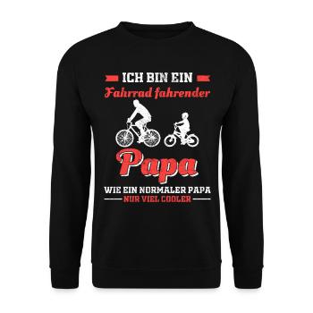 Lustiges Fahrrad Papa Vater Vatertag Geschenk - Unisex Pullover - Schwarz - Vorne - Alina (178cm) & Michal (187cm)