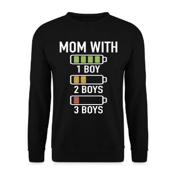 Mom with three Boys Battery Empty Mama with 3 sons - Unisex Sweatshirt - black - Front - Alina (178cm) & Michal (187cm)