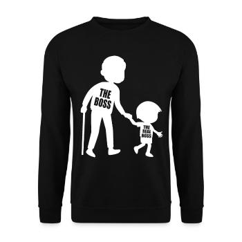 The Boss The Real Boss - Grandpa Son Partner Look - Unisex Sweatshirt - black - Front - Alina (178cm) & Michal (187cm)
