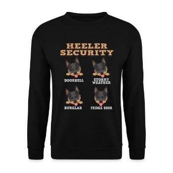 AUSTRALIAN CATTLE DOG - Red Heeler Security - Unisex Pullover - Schwarz - Vorne - Alina (178cm) & Michal (187cm)