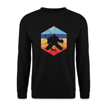 Eishockey Goalie Ice Hockey Geschenk - Unisex Pullover - Schwarz - Vorne - Alina (178cm) & Michal (187cm)