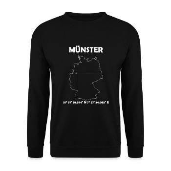 Münster Map - Unisex Sweatshirt - black - Front - Alina (178cm) & Michal (187cm)