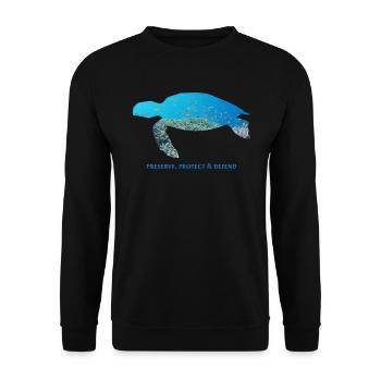 Schildkröte Ozean Meer Umweltschutz Klimaschutz - Unisex Pullover - Schwarz - Vorne - Alina (178cm) & Michal (187cm)
