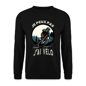 J'Peux Pas J'ai Vélo Humour Cadeau Drôle Cycliste - Sweat-shirt Unisexe - noir - Devant - Alina (178cm) & Michal (187cm)