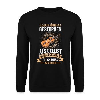 Violoncello König Cellist Cello Orchester Musiker - Unisex Pullover - Schwarz - Vorne - Alina (178cm) & Michal (187cm)