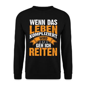 Pferd Kaltblut Reiten Reiter Sprüche Geschenkidee - Unisex Pullover - Schwarz - Vorne - Alina (178cm) & Michal (187cm)