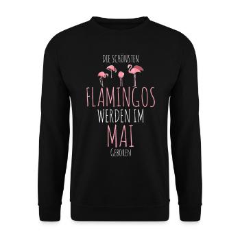 May Birthday Flamingo Saying Funny - Unisex Sweatshirt - black - Front - Alina (178cm) & Michal (187cm)