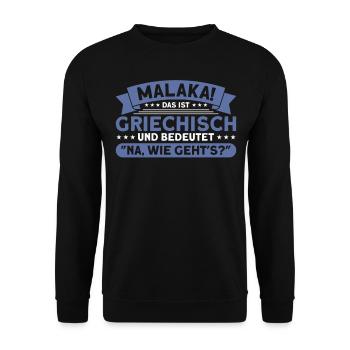 Rhodos Malaka Griechenland Geschenk - Unisex Pullover - Schwarz - Vorne - Alina (178cm) & Michal (187cm)