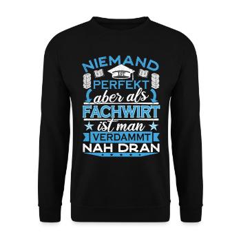 Fachwirt Abschluss Weiterbildung Geschenk - Unisex Pullover - Schwarz - Vorne - Alina (178cm) & Michal (187cm)