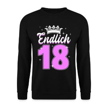 Endlich 18 - Unisex Pullover - Schwarz - Vorne - Alina (178cm) & Michal (187cm)
