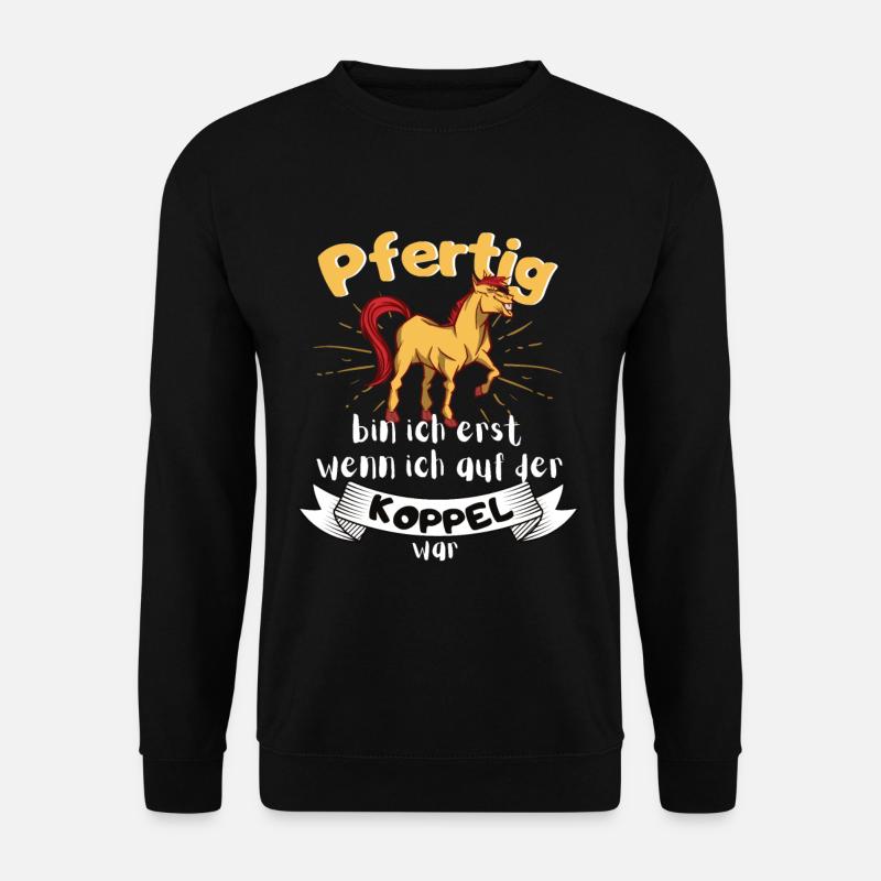 Pfertig mit Pferd Pferdefan und Reiterin - Unisex Pullover - Schwarz