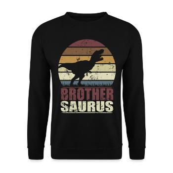 BrotherSaurus dinosaure Dino Brother Saurus - Sweat-shirt Unisexe - noir - Devant - Alina (178cm) & Michal (187cm)