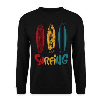 Surfing Surfbrett Wellenreiten Wassersport Surfer - Unisex Pullover - Schwarz - Vorne - Alina (178cm) & Michal (187cm)