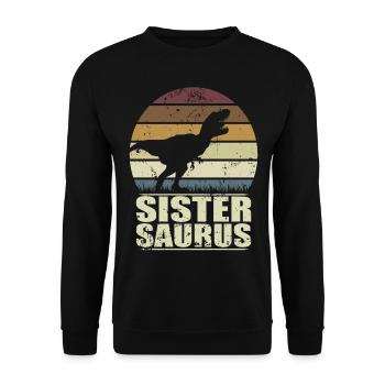 SisterSaurus Rex Dinosaur Dino Sister Saurus - Unisex Sweatshirt - black - Front - Alina (178cm) & Michal (187cm)