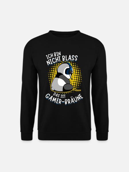Gaming Panda Gamer-Bräune Zocken Zockender Bär Fun - Unisex Pullover - Schwarz