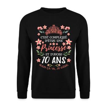 Anniv Fille 10 ans Anniversaire Humour - Sweat-shirt Unisexe - noir - Devant - Alina (178cm) & Michal (187cm)
