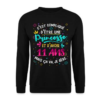 Anniv Fille 11 ans Anniversaire Humour - Sweat-shirt Unisexe - noir - Devant - Alina (178cm) & Michal (187cm)