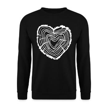 Herz Holzscheibe Baumringe - Unisex Pullover - Schwarz - Vorne - Alina (178cm) & Michal (187cm)