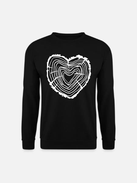 Herz Holzscheibe Baumringe - Unisex Pullover - Schwarz