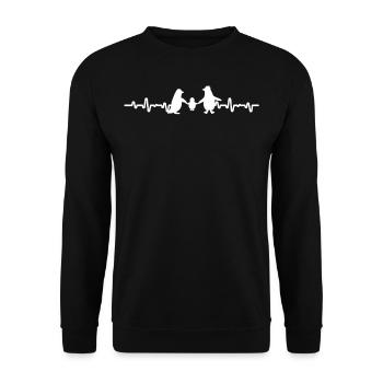 Familie Pinguin - Herzschlag - Unisex Pullover - Schwarz - Vorne - Alina (178cm) & Michal (187cm)