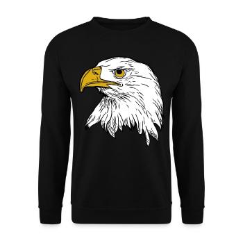 Adler Aufdruck Vogel Tiermotiv Tiergesicht - Unisex Pullover - Schwarz - Vorne - Alina (178cm) & Michal (187cm)