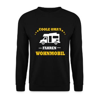Coole Omas fahren Wohnmobil lustiges Geschenk Oma - Unisex Pullover - Schwarz - Vorne - Alina (178cm) & Michal (187cm)