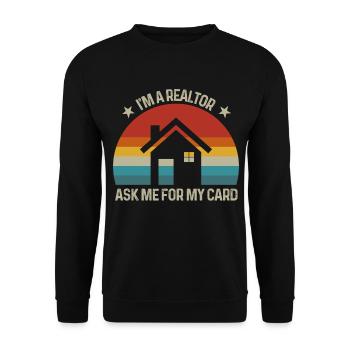 Funny I'm a Realtor Ask Me For My Card - Unisex Sweatshirt - black - Front - Alina (178cm) & Michal (187cm)
