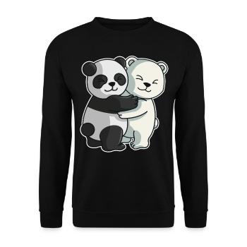 Panda Eisbär Liebe niedliche Tiere knuddeln - Unisex Pullover - Schwarz - Vorne - Alina (178cm) & Michal (187cm)