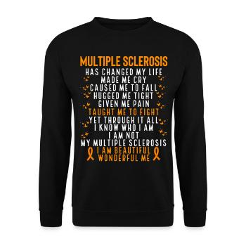 Multiple Sclerosis Awareness Orange Ribbon - Unisex Sweatshirt - black - Front - Alina (178cm) & Michal (187cm)